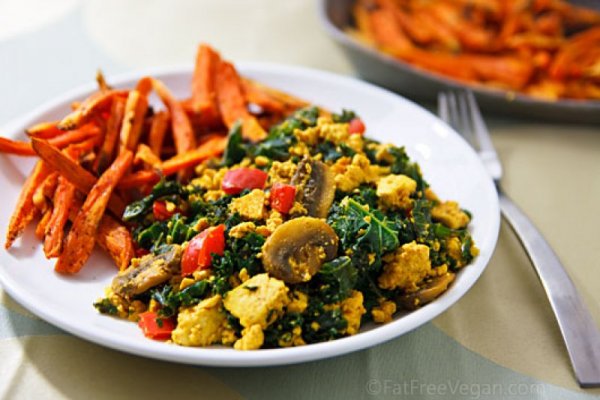 Susan's simple scrambled tofu and kale with sweet potato fries Susan's simple-scrambled-tofu-and-kale-with-sweet-potato-fries