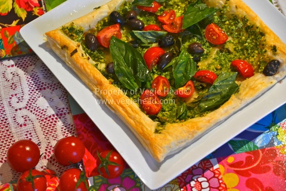 Fast pesto tart