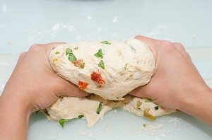 mix your fried ingredients with the dough