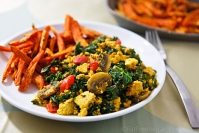 Susan's simple-scrambled-tofu-and-kale-with-sweet-potato-fries