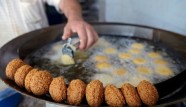 Falafel fried in deep oil