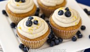 Berry-Filled Banana Cupcakes with Lemon Coconut Frosting by Vegan Yack Attack