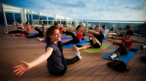 Work out sessions, Yoga, Pilates, meditation, and other health and fitness classes on-board the cruise ship. Image: courtesy of HHAS. 